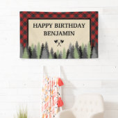 Red Buffalo Kariert Lumberjack Geburtstagsparty Banner (Insitu)