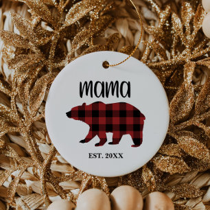 Red Buffalo Kariert Mama Bear Holiday Gift Keramik Ornament