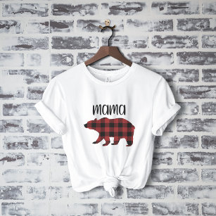 Red Buffalo Kariert Mama Bear Holiday Gift T-Shirt
