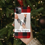 Red Buffalo Kariert & Merry Woofmas mit Hund-Foto iPhone 11Pro Max Hülle<br><div class="desc">Red Buffalo Kariert & Merry Woofmas mit Hund-Foto</div>