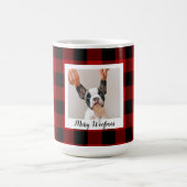 Red Buffalo Kariert & Merry Woofmas mit Hund-Foto Kaffeetasse (Mittel)