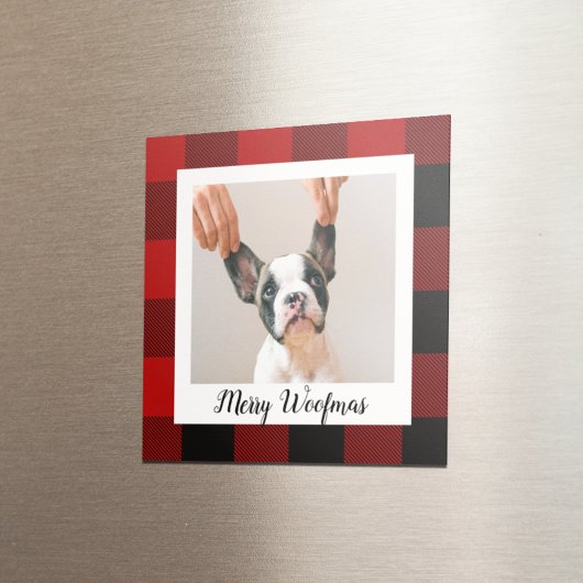 Red Buffalo Kariert & Merry Woofmas mit Hund-Foto Magnet