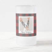 Red Buffalo Kariert & Merry Woofmas mit Hund-Foto Mattglas Bierglas (Mittel)