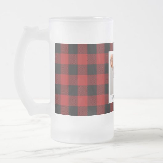 Red Buffalo Kariert & Merry Woofmas mit Hund-Foto Mattglas Bierglas (Links)