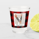 Red Buffalo Kariert & Merry Woofmas mit Hund-Foto Schnapsglas (Vorderseite)
