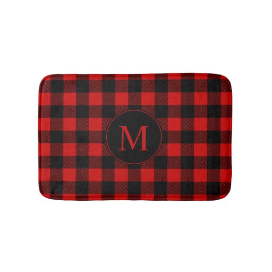 Red Buffalo Kariert mit Custom Monogram Badematte (Vorderseite)