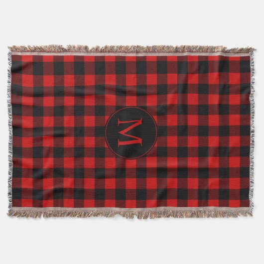 Red Buffalo Kariert mit Custom Monogram Decke (Vorderseite)
