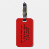 Red Buffalo Kariert mit Custom Monogram Gepäckanhänger (Rückseite vertikal)
