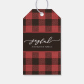 Red Buffalo Kariert mit Joyful Script Christmas Geschenkanhänger (Rückseite)