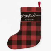 Red Buffalo Kariert mit Joyful Script Christmas Kleiner Weihnachtsstrumpf (Rückseite)