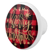 Red Buffalo Kariert Mr. & Mrs. Merry Christmas Keramikknauf (Rechts)