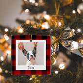 Red Buffalo Kariert & Name and Dog Foto Keramikornament