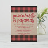 Red Buffalo Kariert Pancakes und Pajamas Party Einladung (Stehend Vorderseite)