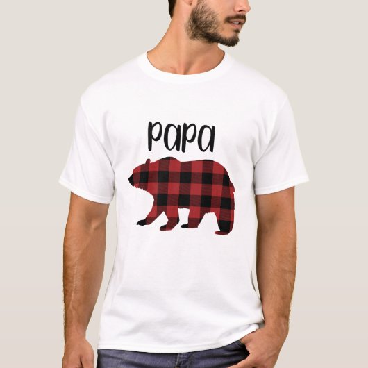Red Buffalo Kariert Papa Bear Holiday Gift T-Shirt (Vorderseite)