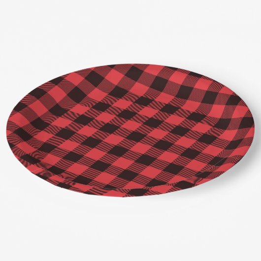 Red Buffalo Kariert Pappteller (Schrägansicht)