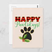 Red Buffalo Kariert Paw Print Christmas Postkarte (Vorne/Hinten)