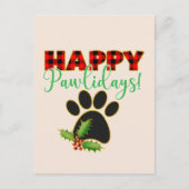 Red Buffalo Kariert Paw Print Christmas Postkarte (Vorderseite)