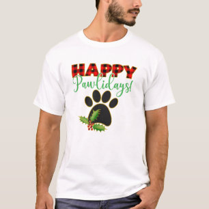 Red Buffalo Kariert Paw Print Christmas T-Shirt