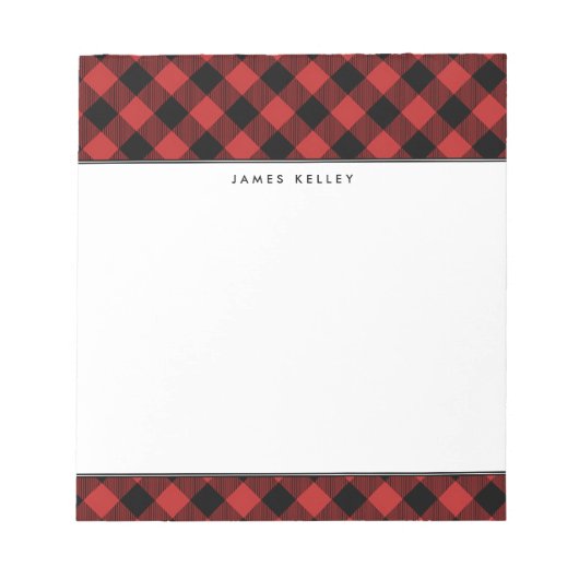 Red Buffalo Kariert Personalisiert Notepad Notizblock (Vorderseite)