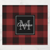 Red Buffalo Kariert | Persönliche Initialzündung | Bierflaschenetikett (Einzelnes Label)