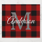 Red Buffalo Kariert | Persönliche Initialzündung | Bierflaschenetikett (Einzelnes Label)