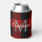 Red Buffalo Kariert | Persönliche Initialzündung | Dosenkühler (Kanne Vorderseite)