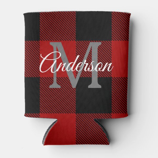 Red Buffalo Kariert | Persönliche Initialzündung | Dosenkühler (Vorderseite)