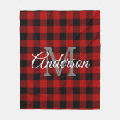 Red Buffalo Kariert | Persönliche Initialzündung | Fleecedecke (Vorderseite)