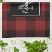 Red Buffalo Kariert | Persönliche Initialzündung | Geschirrtuch (Gefaltet)