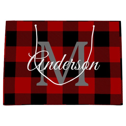 Red Buffalo Kariert | Persönliche Initialzündung | Große Geschenktüte (Vorderseite)