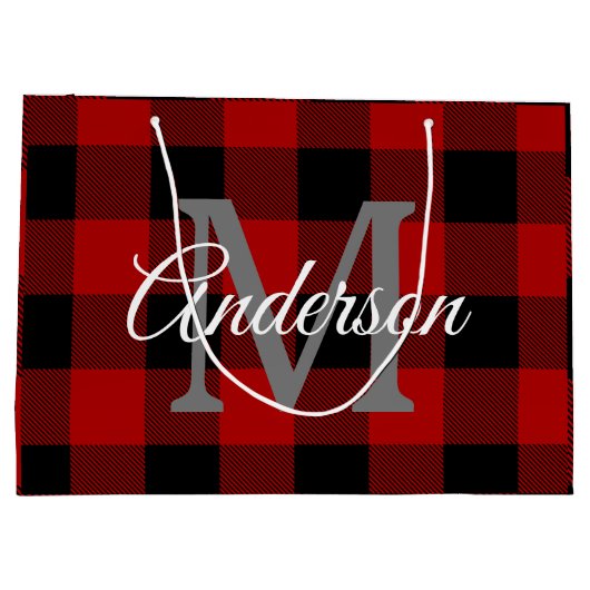 Red Buffalo Kariert | Persönliche Initialzündung | Große Geschenktüte (Rückseite)