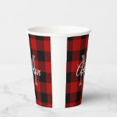 Red Buffalo Kariert | Persönliche Initialzündung | Pappbecher (Rechts)