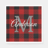 Red Buffalo Kariert | Persönliche Initialzündung | Serviette (Vorderseite)