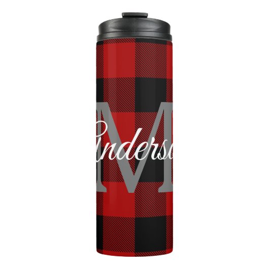 Red Buffalo Kariert | Persönliche Initialzündung | Thermosbecher (Vorderseite)