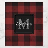 Red Buffalo Kariert | Persönliche Initialzündung | Weinetikett (Einzelnes Label)