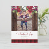 Red Buffalo Kariert Rustic Wood Poinsettia Weihnac Einladung (Stehend Vorderseite)