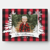 Red Buffalo Kariert Rustikales Pine Tree Family Fo Fotoplatte (Vorderseite)