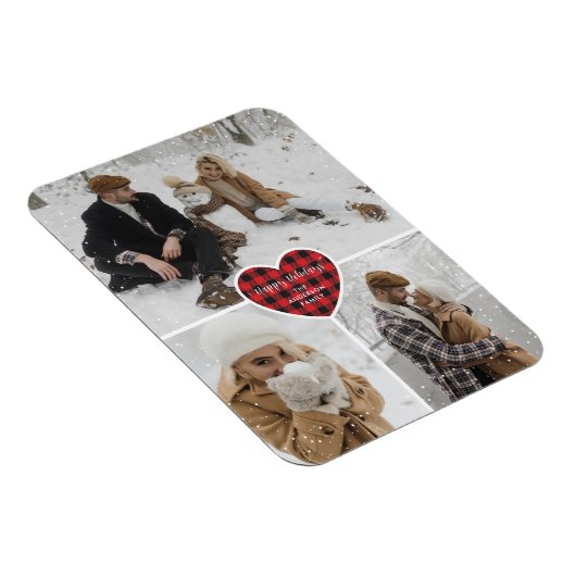 Red Buffalo Kariert Snow Foto Holiday Magnet (Rechte Seite)