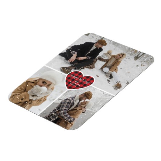 Red Buffalo Kariert Snow Foto Holiday Magnet (Linke Seite)
