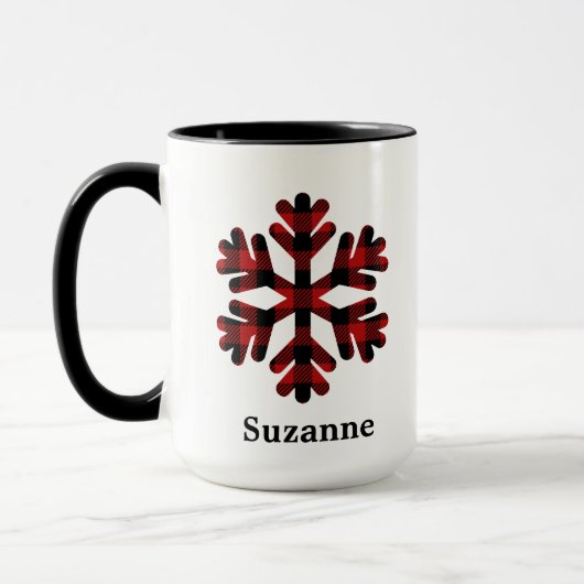 Red Buffalo Kariert Snowflake Monogram Coffee Tass Tasse (Links)