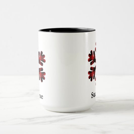 Red Buffalo Kariert Snowflake Monogram Coffee Tass Tasse (Zentrum)
