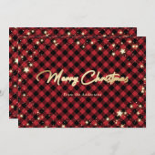 Red Buffalo Kariert Snowflakes Feiertagskarte (Vorne/Hinten)