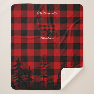 Red Buffalo Kariert Stag Wappen Familienname Weihn Sherpadecke