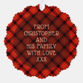 Red Buffalo Kariert & Stars Frohe Weihnachten Cust Ornament Karte (Rückseite)