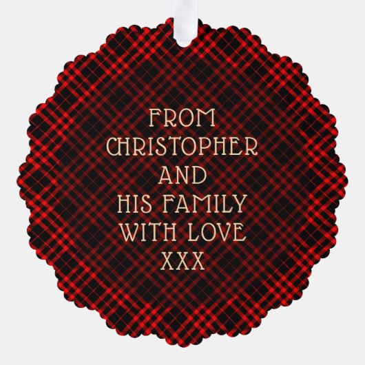 Red Buffalo Kariert & Stars Frohe Weihnachten Rust Ornament Karte (Rückseite)