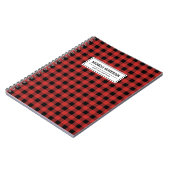 Red Buffalo Kariert Tartan Personalisierter Name Notizblock (Linke Seite)