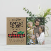 Red Buffalo Kariert Truck Foto Weihnachtskarte (Stehend Vorderseite)