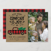 Red Buffalo Kariert Truck Foto Weihnachtskarte (Vorne/Hinten)