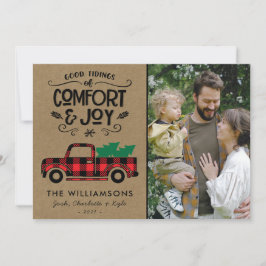 Red Buffalo Kariert Truck Foto Weihnachtskarte