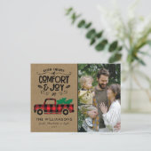 Red Buffalo Kariert Truck Foto Weihnachtskarte Postkarte (Stehend Vorderseite)